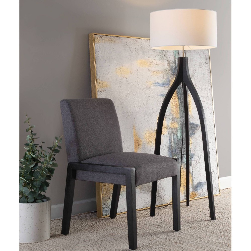 Set of 2 Carmen Dining Chairs Black/Gray - LumiSource: Elegant Upholstered, Wood Frame, Foam-Padded