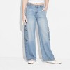 Women's Mid-Rise Wide Leg Cargo Baggy Jeans - Wild Fable™ - 2 of 3