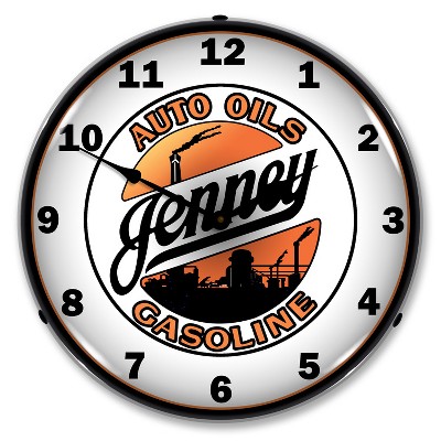 Collectable Sign & Clock | Jenny Gasoline LED Wall Clock Retro/Vintage, Lighted