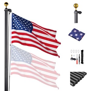 Yescom Bravery 25ft 13 Gauge Sectional Flag Pole Kit Aluminum for Outside House Inground Yard Garden Residential - 1 of 4
