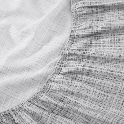 Gray Geometric Cotton Percale Queen Sheet Set