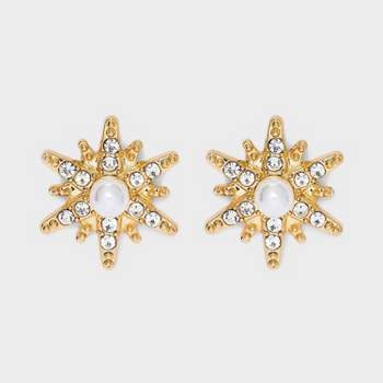 Star with Pearl Center Stud Earrings - A New Day™ Gold
