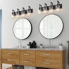 BAOURE 4 Light Farmhouse Vanity Light 28.74in Modern Black Bathroom Light Fixture Over Mirror with Seeded Glass, Wall Sconce for Bathroom - 2 of 4