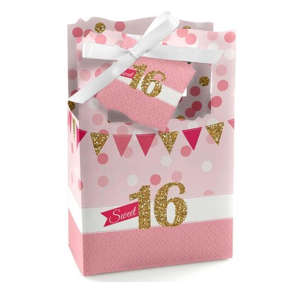 Big Dot of Happiness Sweet 16 - Birthday Party Favor Boxes - Set of 12