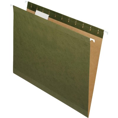 Pendaflex Reinforced Hanging Folders, 1/5 Cut Hanging File Folder, Letter, Green, pk of 25