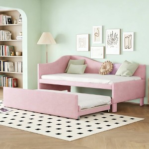 Luxystar Twin Size L-Shaped Upholstered Daybed with Pop Up Trundle for Living Room - 1 of 4