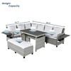 SKRAN 5-Piece Outdoor Patio Rattan Sofa Set with 2 Extendable Side Tables, Dining Table and Washable Covers for Backyard, Poolside, Indoor, White - 4 of 4