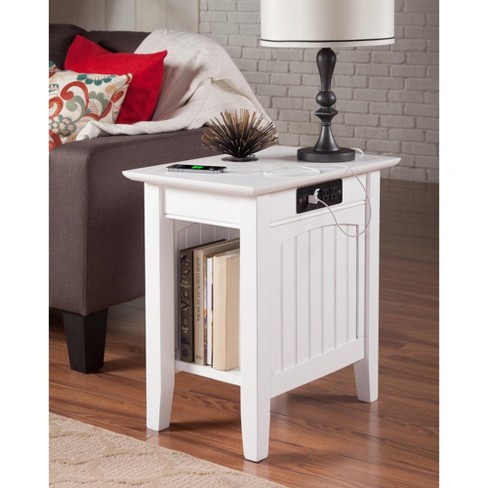 Atlantic Furniture Nantucket Chair Side Table with Charging Station in White - image 1 of 4