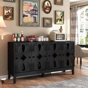 Lyngins 60.5" Mid Century Modern Vintage Sideboard Cabinet, Buffet Cabinet with Storage, TV Media Console Table, 4-Door Storage Cabinet - 1 of 4