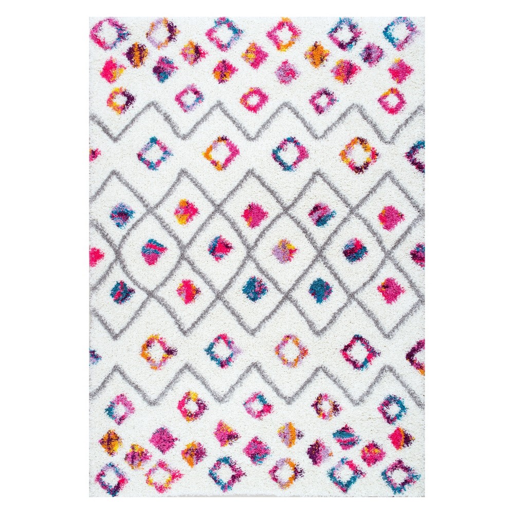 4'x6' Tatyana Moroccan Diamond Trellis Shaggy Area Rug Pink - nuLOOM