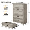 Simple Grey Five-Drawer Chest, YS Brand, Made of Oak, Large Capacity with Five Drawers, Suitable for Multiple Scenarios, Anti-Tip Safety - 2 of 4