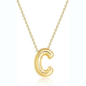 Bubble Initial Necklace Gold Plated Balloon Charm Birthday Gift - 1 of 4