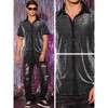 Lars Amadeus Men's See-Through Short Sleeves Party Disco Shiny Glitter Shirts - 4 of 4