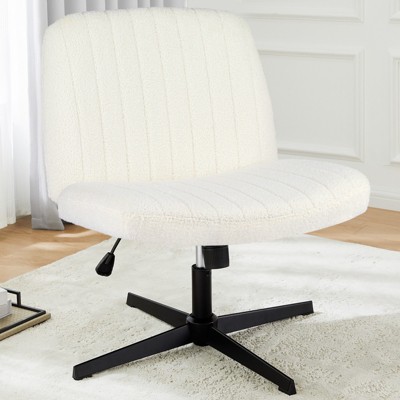 FONTOI Task and Office Chairs, Office Chair with Cross-Leg and Adjustable Height, Armless Swivel for Home Office, White, 25.9"*35"*25.5"