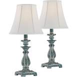 Regency Hill Cali Traditional Accent Table Lamps 19" High Set of 2 Antique Blue White Bell Shade for Bedroom Living Room Bedside Nightstand Office