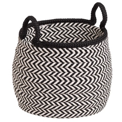 Colonial Mills Prevé Basket - White & Black 12"x12"x12" 100% Polypropylene Round