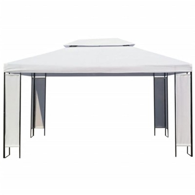vidaXL Gazebo White and Black Polyester fabric, Steel frame 10x13 ft
