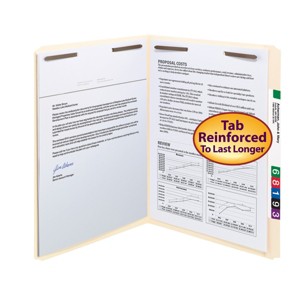 Smead Fastener File Folder, 2 Fasteners, Reinforced Straight-Cut Tab, Letter Size, Manila, 50 each per Box  (14513) - 1 of 4