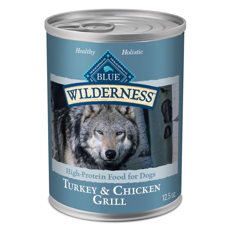 Blue Buffalo Wilderness High Protein Natural Adult Wet Dog Food Turkey &#38; Chicken Grill - 12.5oz, 1 of 12
