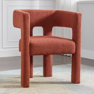 Contemporary Designed Fabric Upholstered Accent Chair Dining Chair, Orange - 1 of 4