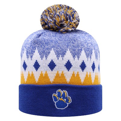 NCAA Pitt Panthers Men's Jagged Knit Cuffed Beanie with Pom