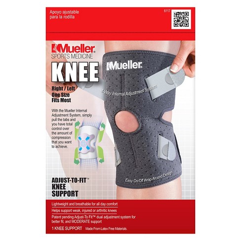 Mueller Adjustable Hinged Knee Brace, Black, One Size Fits Most 