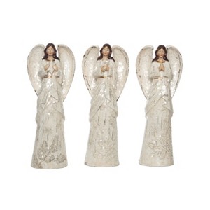 Transpac Large Resin Peaceful Poinsettia Angel Figurine Set of 3 Christmas Home Decorations - 1 of 1