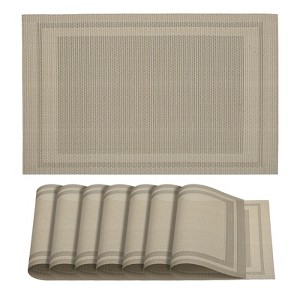 Unique Bargains Heat Resistant Washable Woven PVC Placemat 8 Pcs - 1 of 4
