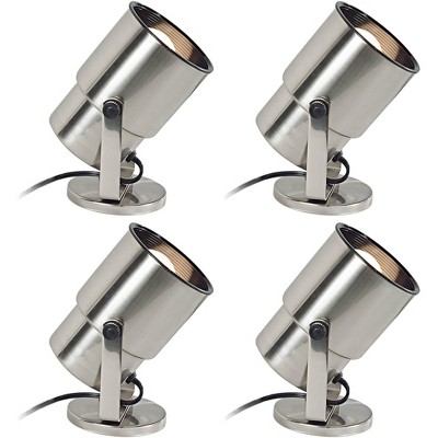 Pro Track Staccato Set of 4 Small Uplighting Indoor Accent Spot-Lights Adjustable Plug-In Floor Plant Home Decorative Brushed Nickel Finish 8" High