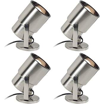 Pro Track Staccato Set of 4 Small Uplighting Indoor Accent Spot-Lights Adjustable Plug-In Floor Plant Home Decorative Brushed Nickel Finish 8" High
