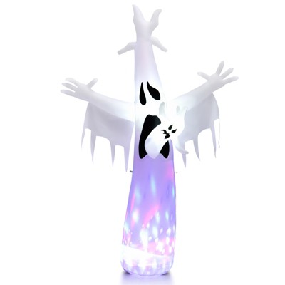Tangkula 8FT Giant Halloween Inflatable Ghost Blow-up Yard Decoration with Built-in LED Lights & Magic Rotating Lamp Easy Inflation Waterproof Blower