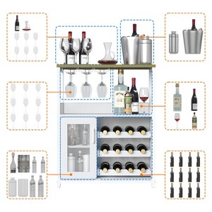 GustoWave Small Bar Cabinet, Modern Liquor Cabinet with Adjustable Wine Rack & Storage Shelves for Home - 1 of 4