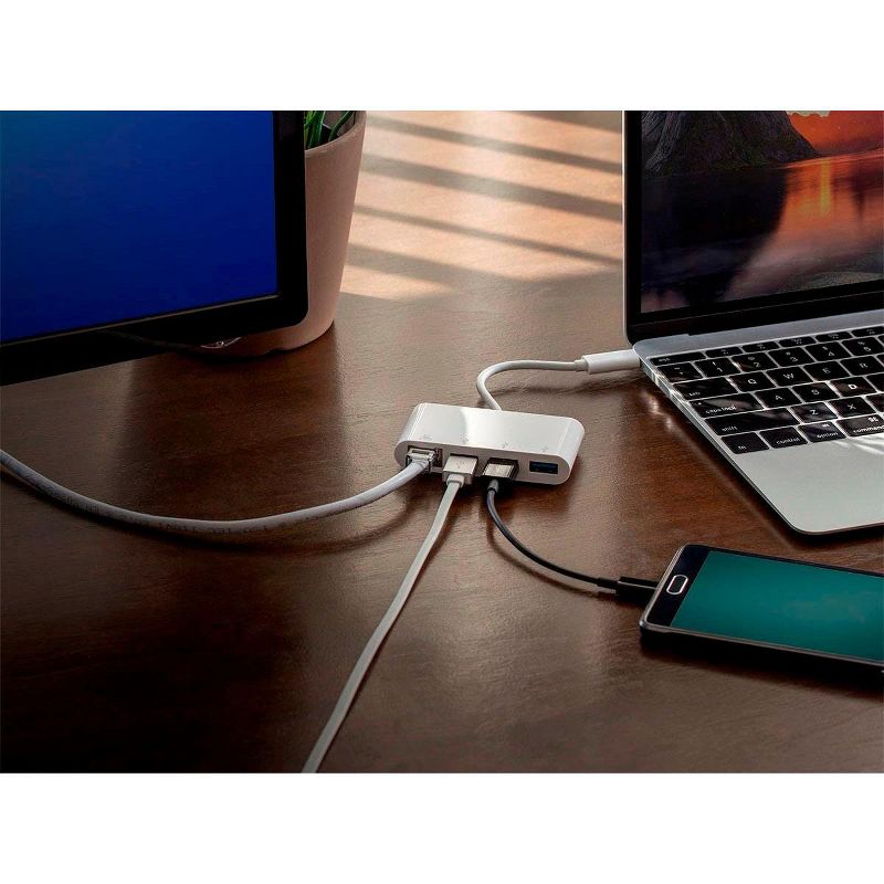Monoprice USB-C 3-Port USB Hub - White With Wired Gigabit Ethernet Port,  USB 3.0 Speeds - Select Series, 4 of 5