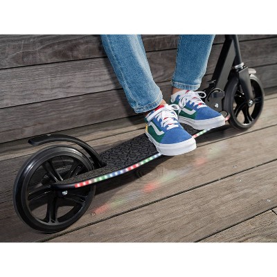 Black Adjustable LED Light-Up Kick Scooter with Wide Deck