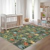 Washable 5x7 Plaid Green Rug, Modern Farmhouse Area Carpet, Soft Non-Slip Stain-Resistant Low Pile Floor Cover for Living Room, Bedroom, Office - 2 of 4