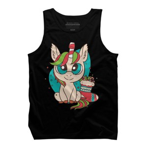 Men's Design By Humans Christmas Candy Cane Unicorn With Stocking By rasok Tank Top - 1 of 4