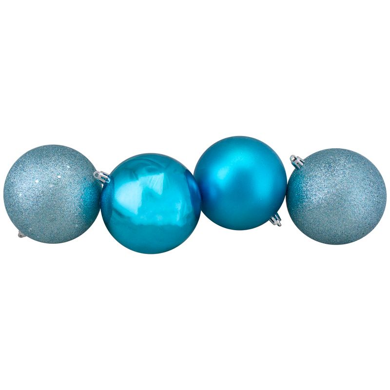 Northlight 32ct Turquoise Blue Shatterproof 4-Finish Christmas Ball Ornaments 3.25" (80mm), 3 of 4