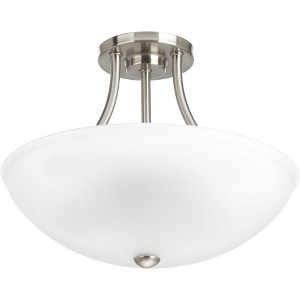 Progress Lighting Gather Collection, 2-Light Semi-Flush Mount, Brushed Nickel, White Etched Glass Shade - 1 of 4