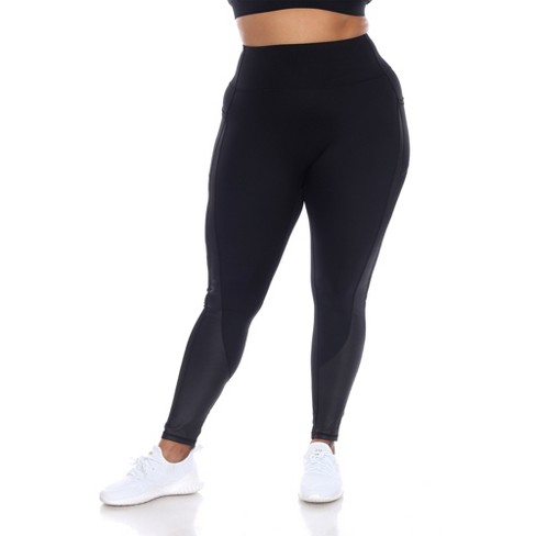 Plus Size High-waist Mesh Fitness Leggings Black 2x - White Mark