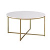 Modern Glam Round Faux Marble Coffee Table with X-Base - Faux White Marble/Gold - 2 of 4