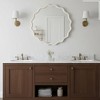 Wooakway 30" Wavy Round Mirror Natural Wood/White/Yellow Brown Frame Modern Decorative Wall Mirror for Living Room Bedroom Bathroom Entryway - 2 of 4