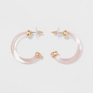 SUGARFIX by BaubleBar Minimal Clear Acrylic Hoop Earrings - Blush Pink, Women