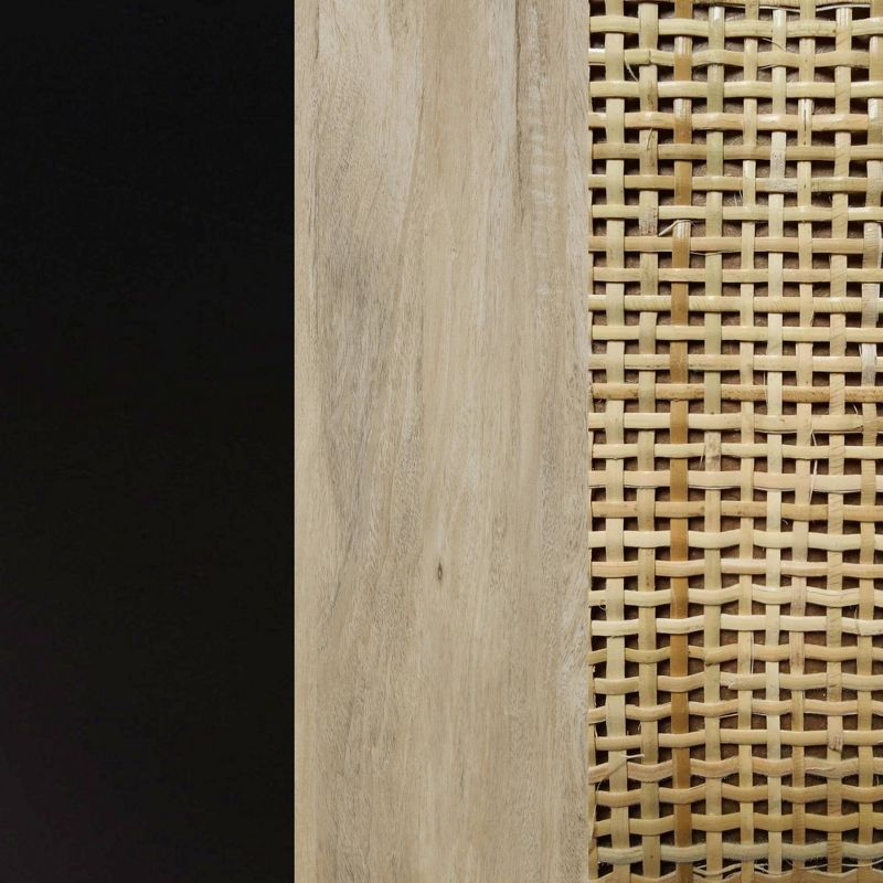 Bonnie Rattan and Wood Storage Side Table Matte Black/Light Mango Wood - Nathan James, 5 of 6