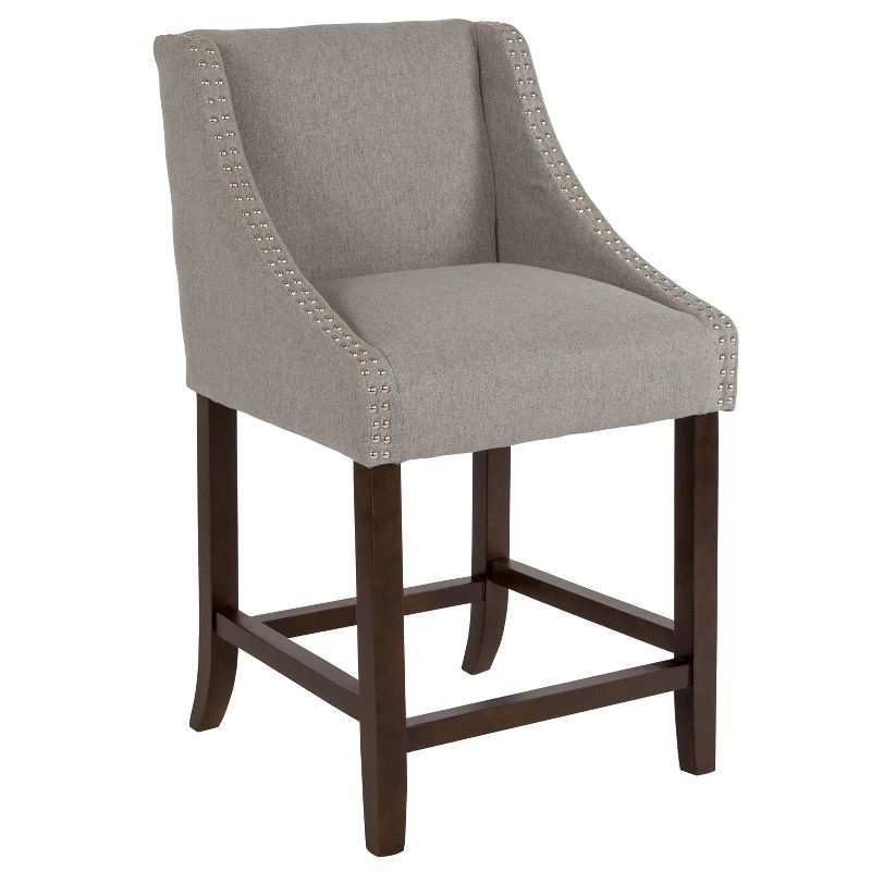 Emma and Oliver 24"H Transitional Walnut Counter Stool w/ Accent Nail Trim, 1 of 8
