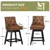 KERDOM Bar Stools with Backs, PU Leather Upholstered Counter Barstools with Solid Wood Legs for Kitchen Island, Brown - 2 of 4