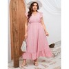 Clearlove Women's Summer Plus Size Dress Ruffle Cap Sleeveless V Neck Side Split Long Beach Maxi Dress - 2 of 4
