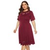 Women's Plus Size Summer Dress Short Sleeve Casual Empire Waist Hollow Neck Design - 3 of 4