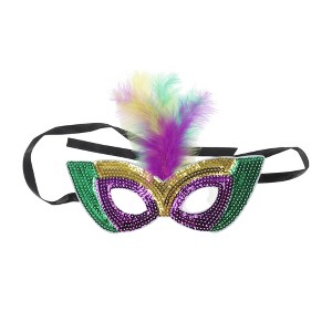Unique Bargains Colorful Feather Sequins Half Face Party Mask 1 Pc - 1 of 4