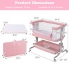 Infans Baby Bassinet, Bedside Crib w/ 6-Level Adjustable Height, Storage Shelf, Wheels, Mattress & Carry Bag, Folding Bassinet Bedside Sleeper, Pink - 2 of 4