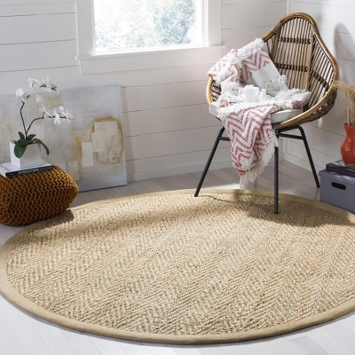Natural 8' Round Handmade Braided Jute Area Rug